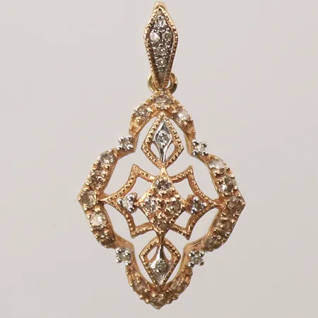 Hänge med vita stenar, 22x11mm, 14K Vikt: 1,1 g