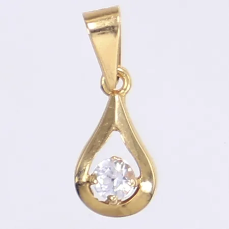 Hänge med vit sten, 16x6mm, 18K Vikt: 0,9 g