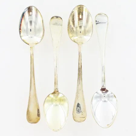 4 dessertskedar, modell Svens Rund, 159mm, GAB, silver 830/1000. Vikt: 122,2 g