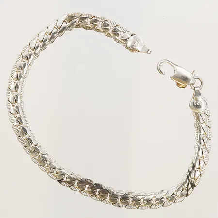 Armband, manglad Pansar, längd: 20 cm, bredd: 6 mm, defekt lås, slitage, 925/1000 silver. Vikt: 9,3 g