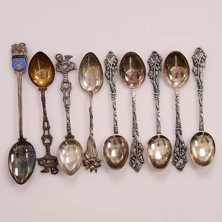 6 Kaffeskedar, 10cm, 830/1000 Silver 60,1g.