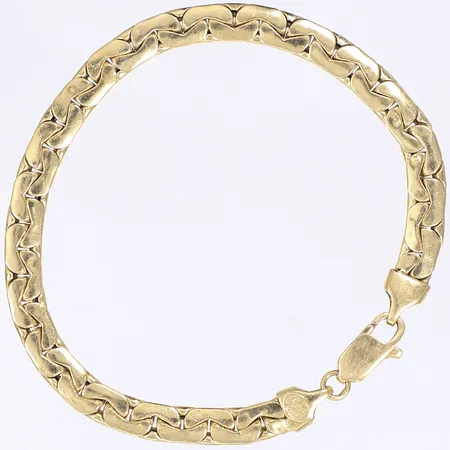 Armband, 19,5cm, bredd 5,5mm, ihålig, bucklig, 18K  Vikt: 10 g
