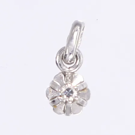 Hänge med diamant 1x ca 0,01ct, 10x4mm, vitguld 18K Vikt: 0,5 g