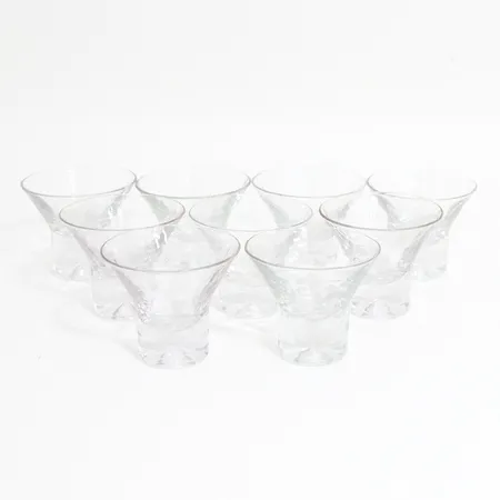 Nio cocktailglas "Rustika" Göran Wärff, Pukeberg, höjd: 7,5cm, ej märkta