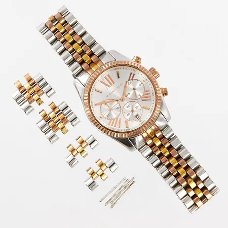 Armbandsur Michael Kors Ø39mm, ref: MK-5735, boettnr: 251311, quartz, trefärgad länk, extra länkbitar, box, bruksrepor, behov av batteribyte