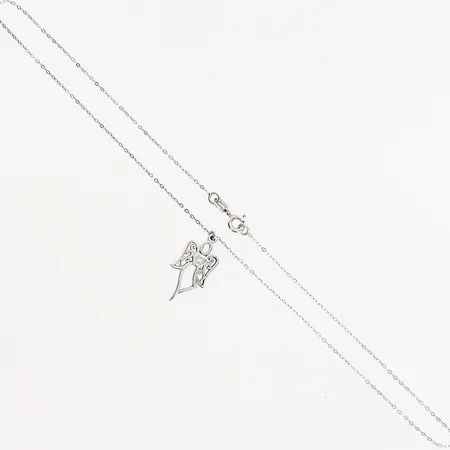 Collier, Ankarlänk 41cm, bredd 1mm, påsittande hänge (ej avtagbart) med vit sten, 25x12mm, silver 925/1000. Vikt: 2,2 g