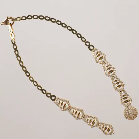 Armband med vita stenar, defekt, 18K, bruttovikt 6,4g Vikt: 6,4 g