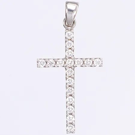 Hänge med diamanter ca tot 0,30ct, kors, 28x14mm, 18K  Vikt: 1,2 g