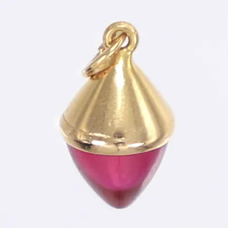 Hänge med röd sten, 16x8mm, 18K Bruttovikt: 1,1g Vikt: 1,1 g