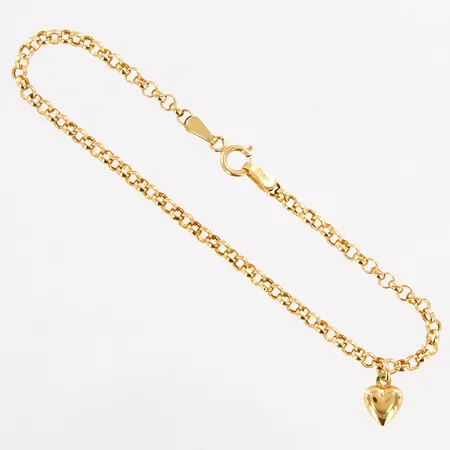 Armband med berlock, rundad ankar, 16,5cm, bredd 2,5mm, 18K Vikt: 1,4 g