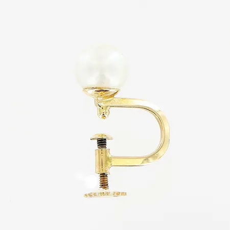Udda örhänge, pärla, 12x7mm, 18K. bruttovikt 1,3 gram. Vikt: 1,3 g