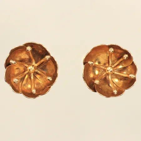 Ett par örhängen, blomma, Peter Von Post, förgyllda, år 1976, 830/1000 silver  Vikt: 10,4 g
