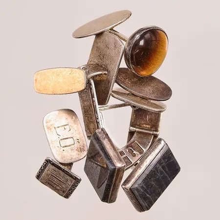 Diverse manschettknappar, delvis defekta/graverade, 830/1000 Silver 38,5g.