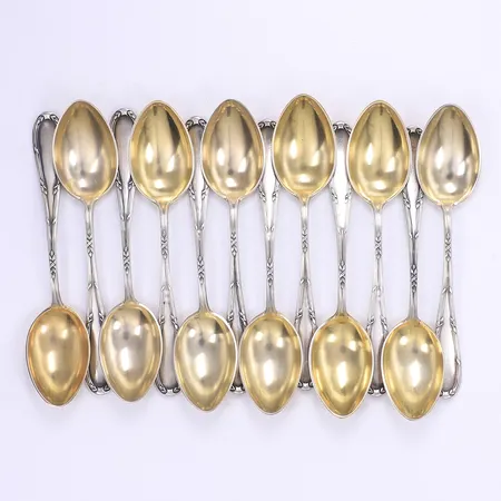 12 kaffeskedar, 9,5cm, silver 830/1000 Vikt: 115,9 g