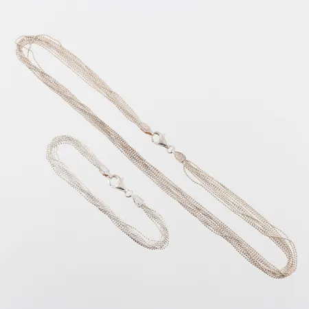 Collier och armband, silver. Vikt: 17,9 g