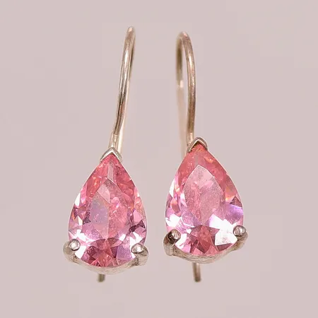 Ett par örhängen, 24mm, rosa stenar, 925/1000 Silver 4,8g.