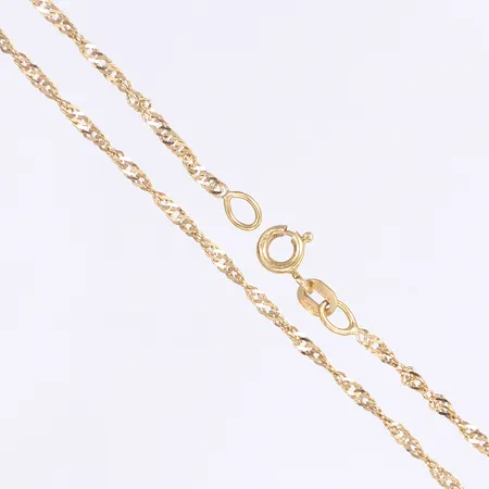 Halskedja, singapore, 42cm, bredd 1,5mm, 18K Vikt: 2,4 g
