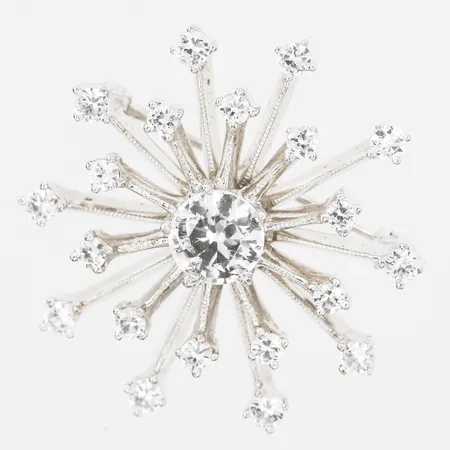 Brosch med vita stenar, Ø32mm, silver  Vikt: 8,5 g
