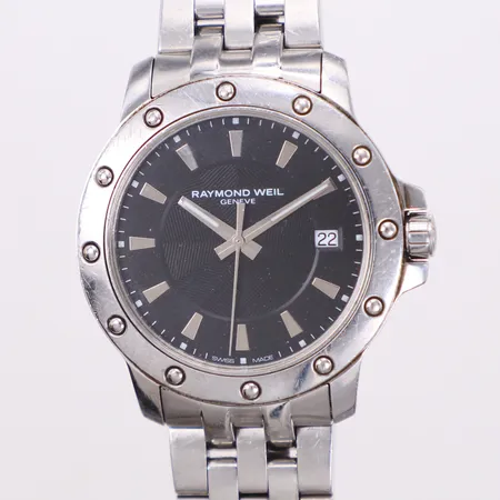 Herrur Raymond Weil Geneve, Ø38,8mm, stål, ref 5599, ser.nr V006833, quartz, år 2013, viklås, repor, extra länkbitar, manual, servicekvitto 13-09-09, box, ytterkartong 