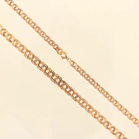 Collier doserad Bismarck, längd 41cm, bredd 4-6,5mm, trasigt lås, 18K  Vikt: 12,3 g