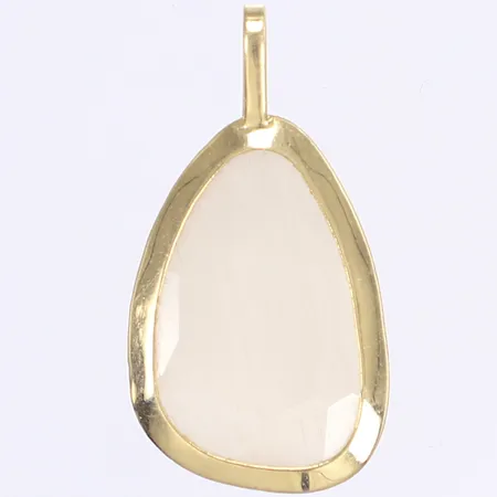 Hänge med vit sten troligen selenit, 24x14mm, 18K Bruttovikt: 1,3g Vikt: 1,3 g