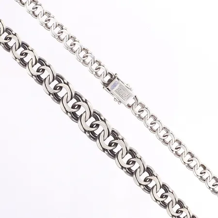 Halskedja doserad Bismarck, 50cm, bredd 7-12mm, glapp i lås, silver 925/1000 Vikt: 42,6 g