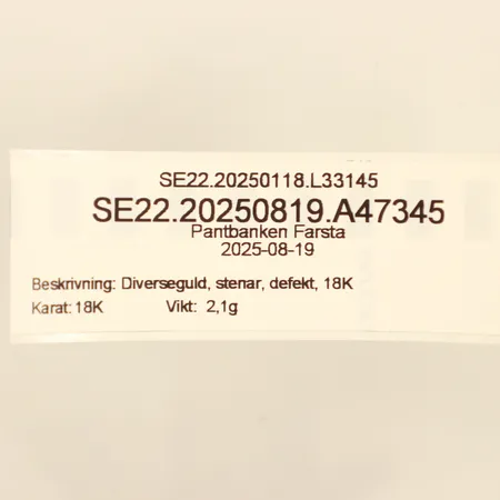 Diverseguld, stenar, defekt, 18K Vikt: 2,1 g