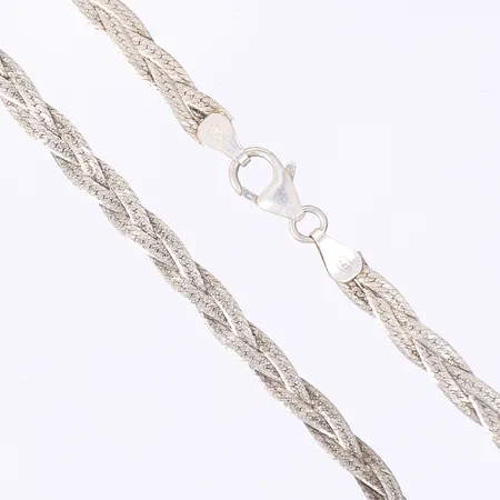Halskedja flätad, 42cm, bredd 5mm, bucklig, silver 925/1000 Vikt: 9,2 g