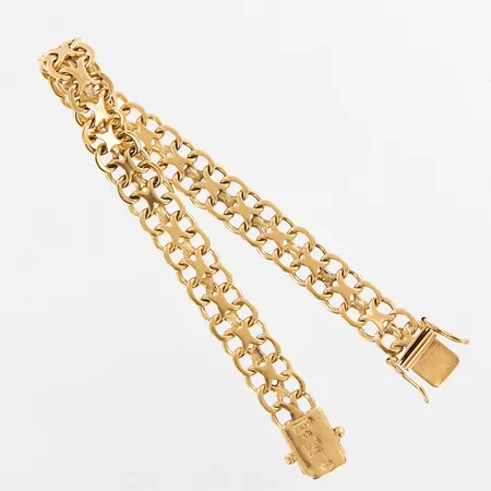 Armband X-länk, 20 cm, bredd: 9,5mm, 18K, 