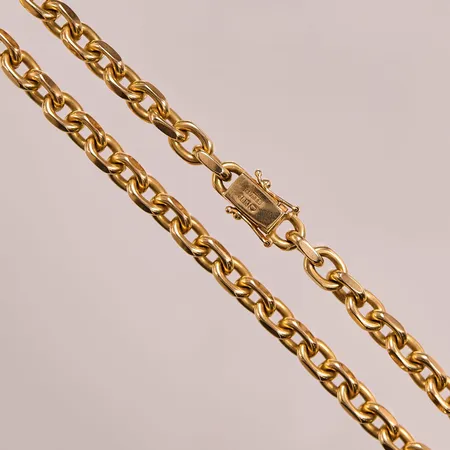 Kedja, ankarlänk, 59cm, bredd:7mm, 18K 114,8g.
