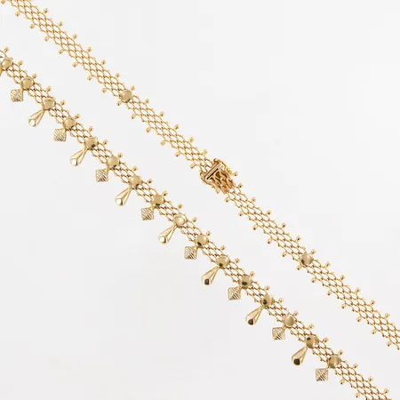 Collier med integrerade hängen, 46cm, bredd: 5,5-12mm, 18K,  Vikt: 20,5 g