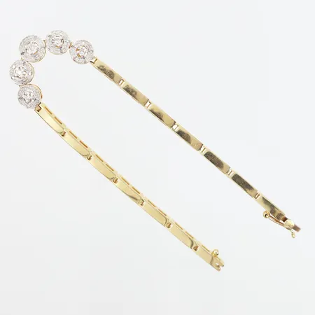 Armband med vita stenar, 18cm, bredd: 2,5-7,5mm, 14K Vikt: 9 g