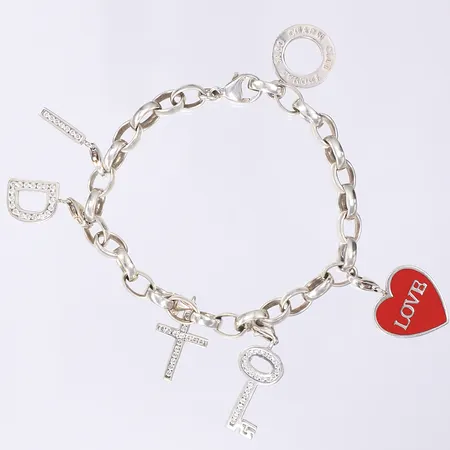 Armband med fem berlocker, Thomas Sabo Charm Club, 20cm, bredd 6mm, silver 925/1000 Vikt: 25,3 g