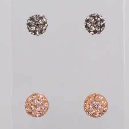 Två par örhängen med stenar, Ø6,3mm, 925/1000 silver Vikt: 1,2 g