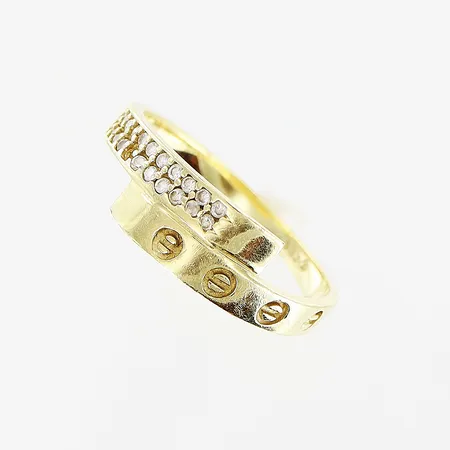 Ring, vita stenar, stl 18, bredd 2-6mm, sten saknas, 14K.  Vikt: 2,1 g