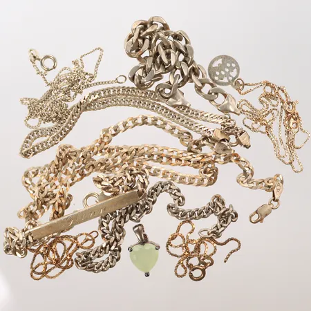 Kedjor, armband, hängen, defekt, silver, 925/1000 Vikt: 53,4 g