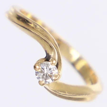 Ring med diamant, 0,10ct, stl 15½, bredd 2mm, 18K Vikt: 2,8 g