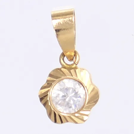 Hänge med vit sten, 13x6mm, 18K Vikt: 0,3 g