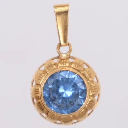 Hänge med ljusblå stenlängd 26mm, 18K Vikt: 1,8 g