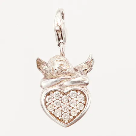 Berlock med vita stenar, Thomas Sabo, ängel med hjärta, 15x30mm, skevheter vid lås, silver 925/1000 Vikt: 4,3 g