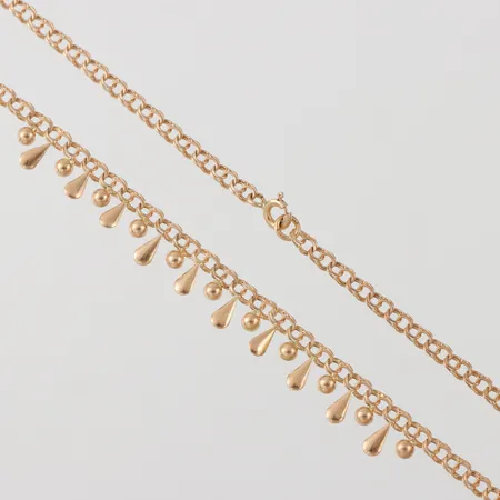 Collier Bismark med droppar, längd ca 42 cm, bredd 3-10.3 mm, 18k. Vikt: 6,1 g