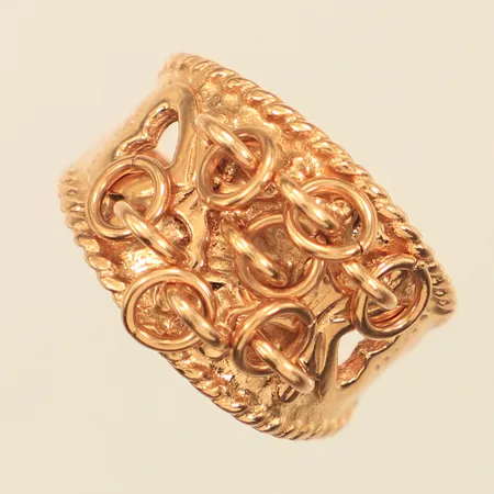 Ring, stl 19, bredd 5,4-15mm, justerbar, 18K  Vikt: 9,5 g
