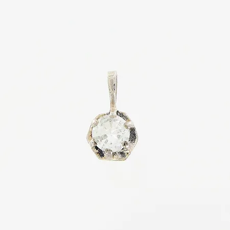 Hänge 12x7mm, vit sten, silver 925/1000. Vikt: 0,7 g