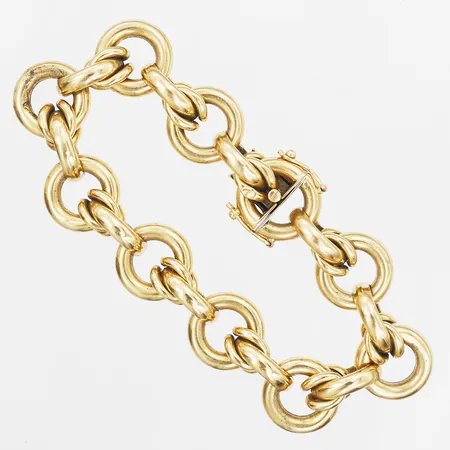 Armband, längd 20½cm, bredd 15mm, Franska stämplar, 18K guld Vikt: 39,8 g