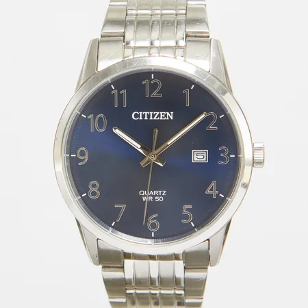 Herrur Citize, WR 50, stål, quartz, 39,1mm, ref: G112-S101417, snr: 272220977, datum, stållänk, viklås, inga tillbehör. Vikt: 0 g