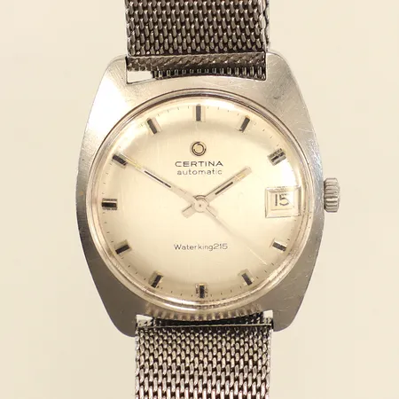 Armbandsur, Certina Waterking 215, Ø33mm, automatisk, datum, repigt plexiglas, repig boett, länk i stål, ej original, inga övriga tillbehör