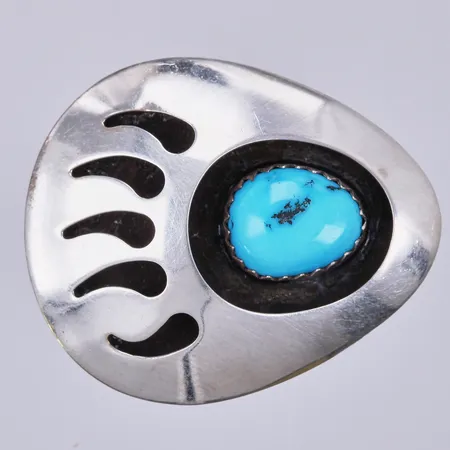 Hänge/Brosch med turkos, längd: ca 3cm, bredd: ca 26mm, ostämplat, silver Vikt: 4 g