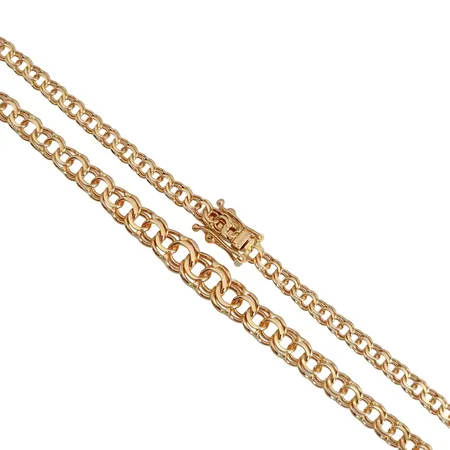 Halskedja Bismarck, 18K guld, doserad modell, Guld Carlsén Ab (CCC), längd knäppt 50,0 cm, bredd 3 - 5,7 mm, mycket fint skick Vikt: 11,5 g