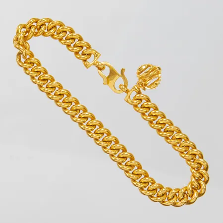 Armband, Pansarlänk, längd:17,5cm, bredd:6,5mm, integrerat hänge, 22K Vikt: 13,7 g