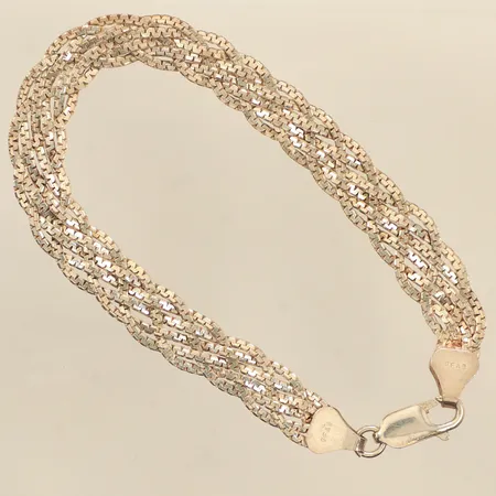 Armband, flätad, längd 18,5cm, bredd ca 6mm, GFAB, 925/1000 silver  Vikt: 8,3 g